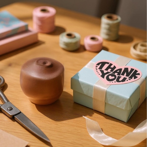 Heart-Shaped Thank You Sticker Roll – 100-Pack Packaging Labels - Picture 2 of 3